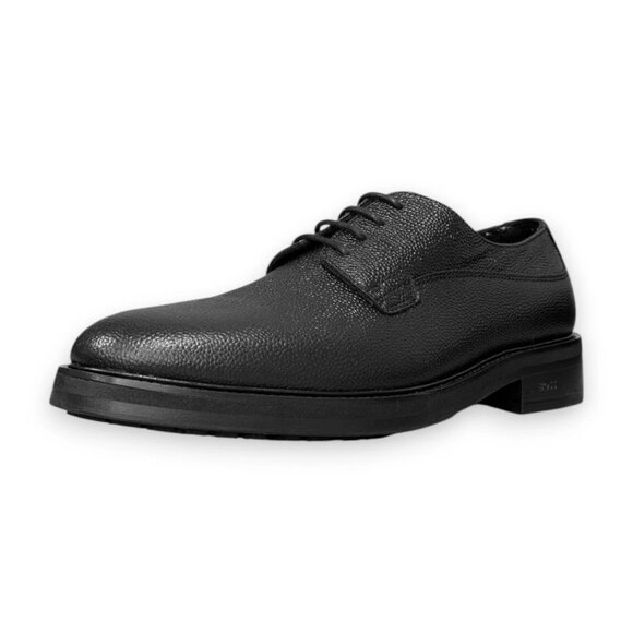BOSS Larry Leather Derby Shoes Black Calfskin US 12 MSRP $270 - Picture 1 of 4